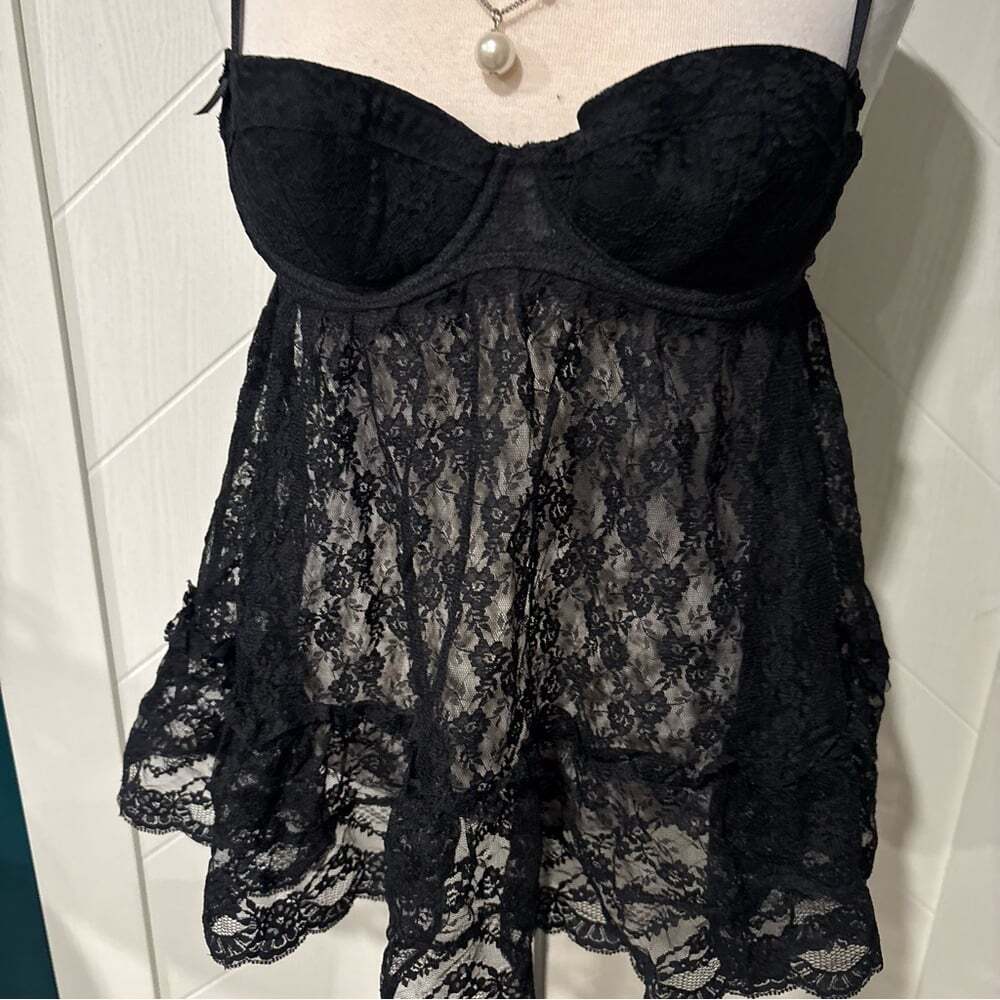 Victoria's Secret Sexy Little‎ Things Black Lace Babydoll/Gothic/Grunge/Coquette